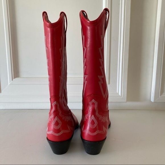 Toral Free People Cross Your Heart Red Leather Western Embroidered Boots Sz 41 - Picture 5 of 8